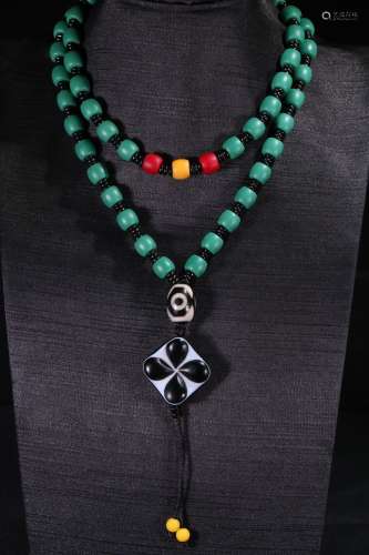 A Chinese Tibetan Sherpa Glass Bead Necklace