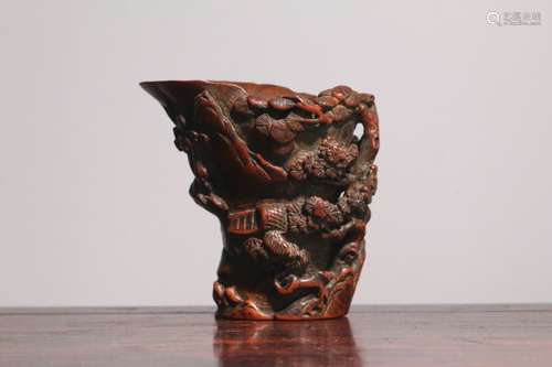 A Chinese Agarwood Tree Shaped Cup