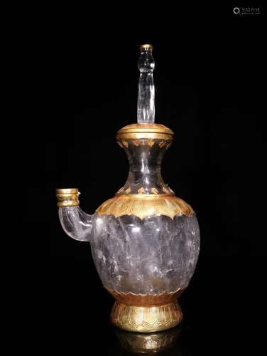 A Chinese Crystal Gilt Silver Vase