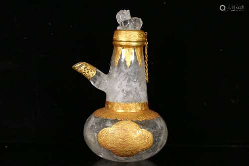 A Chinese Crystal Gilt Silver Vase