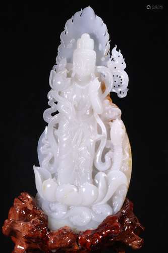 A Chinese Hetian Jade Guanyin Buddha