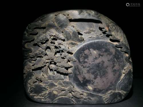 A Chinese Duan Stone Ink Slab With Plum Pattern