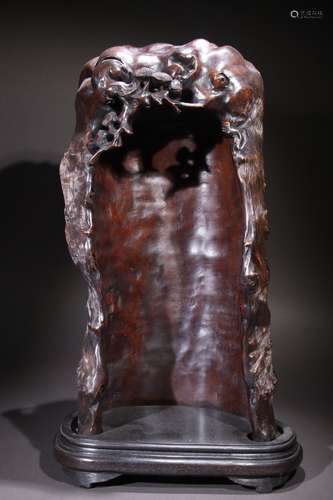 A Chinese Burl Tree Pattern Carved Buddhist