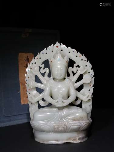 A Chinese Hetian Jade Guanyin Buddha