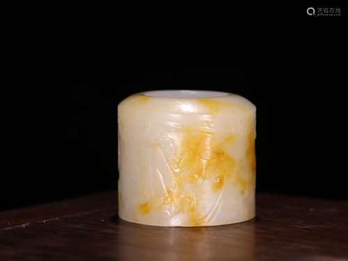 A Chinese Hetian Jade Longevous Carved Ring