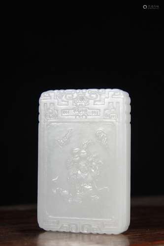 A Chinese Hetian Jade Story Carved Pendant