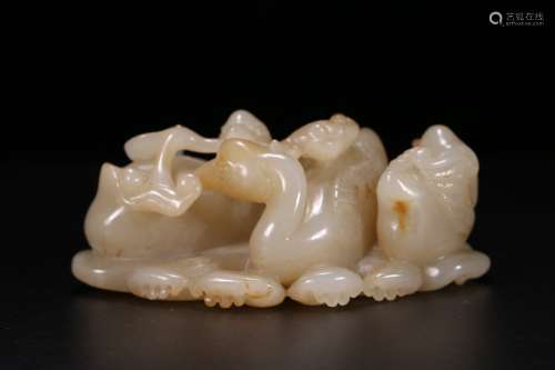 A Chinese Hetian Jade Swan Shaped Ornament