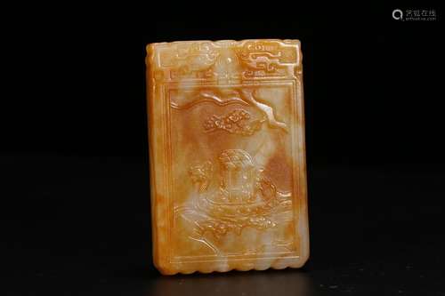 A Chinese Hetian Jade Potery Carved Pendant