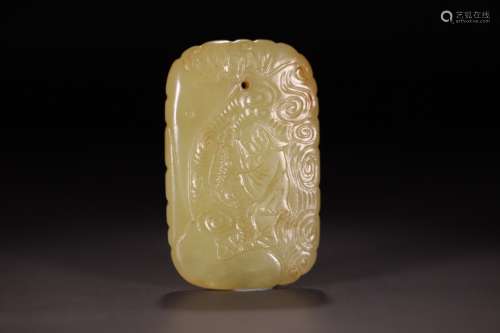 A Chinese Hetian Jade Potery Carved Pendant