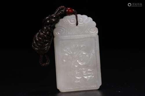 A Chinese Hetian Jade Figure Carved Pendant