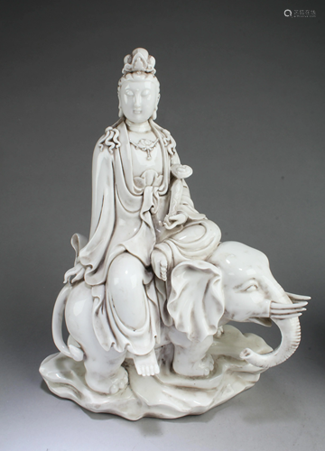 A Pair of Chinese Blanc De Chine Guanyin Statues