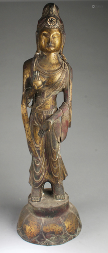 A Gilt Bronze Bodhisattva Statue