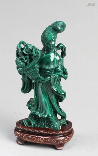 A Carved Malachite Carved Lady Figurine