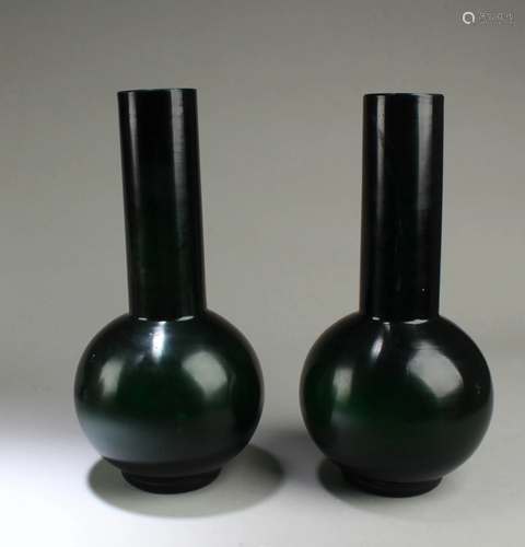 A Pair of Chinese Peking Glass Vases