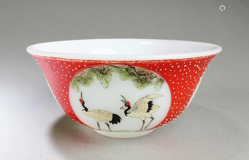 Chinese Red Color Peking Glass Bowl