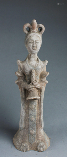 Chinese Pottery Maiden Statue