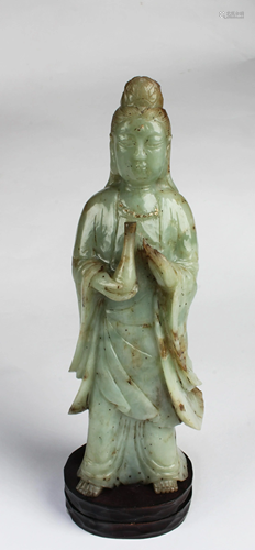 A Carved Jade Guanyin Statue