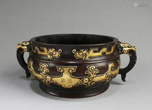 Chinese Gilt Bronze Incense Burner