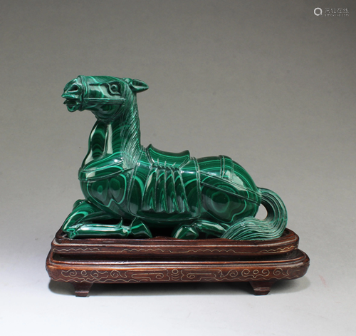 Chinese Carved Malachite Horse Figurine