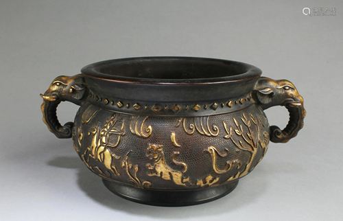 Chinese Gilt Bronze Censer