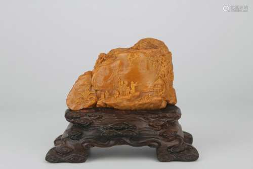 A Tianhuang Stone Rockery Ornament Carved with Character Story,Qing Dynasty