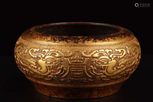 A Gilt Bronze Xuande Incense Burner ,Ming Dynasty