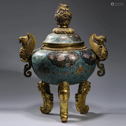 A CLOISONNE ENAMEL DRAGON INCENSE BURNER