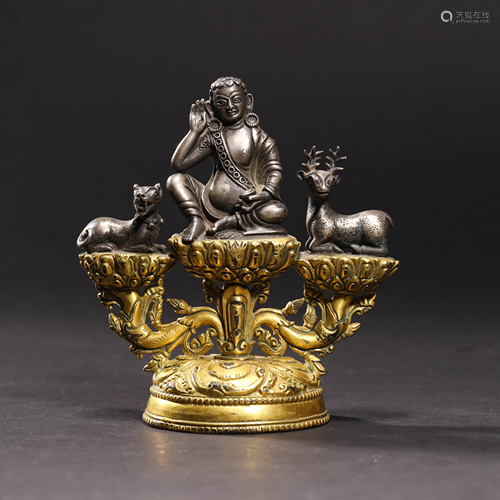 AN GILT BRONZE MILAREPA STATUE