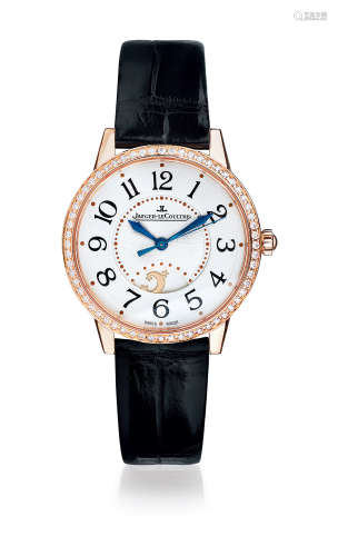 积家，精美，玫瑰金镶钻机械腕表，配备白色表盘及月相显示，型号Q3442420，约2017年
