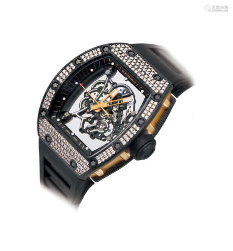 理查德米勒，非常精美及罕有，碳纤维镶钻机械腕表，型号RM055 NTPT，约2018年