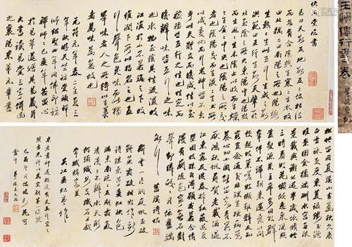 王文治（1730～1802） 1789年作 快雨堂临书 手卷 洒金笺本