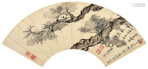 蔡含（1647～1686） 古松献寿 镜框 水墨纸本