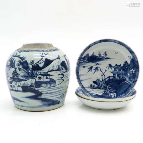 the Qing dynasty      A group of blue and white porcelain