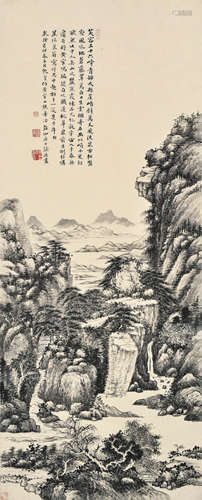 张庚（1685～1760） 1759年作 仿王蒙山水 立轴 水墨纸本