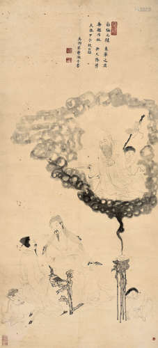 邢慈静（16～17世纪中期） 1624年作 寿星幻化 镜框 水墨纸本