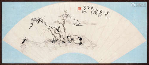 黄宾虹（1865～1955） 1934年作 湖光山色 镜框 水墨纸本
