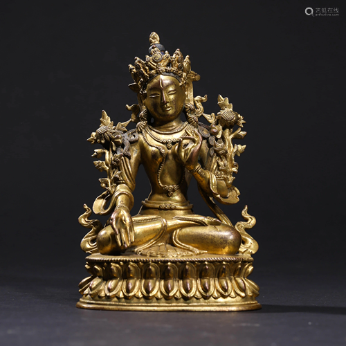 A GILT BRONZE TARA STATUE