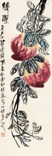 齐白石（1864～1957） 双寿 镜框 设色纸本