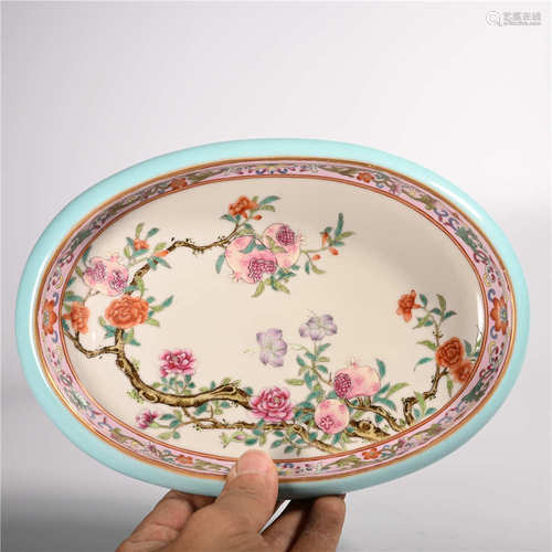 Qianlong of Qing Dynasty            Pink flower pattern wash