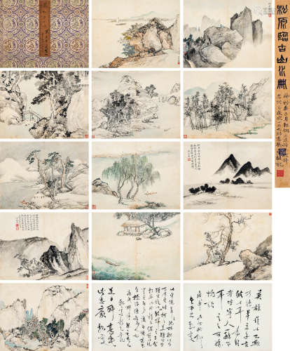 蔡嘉（1686～1779） 临古山水 册页 （十三开） 设色纸本