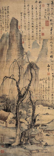 高凤翰（1683～1749） 春溪烟景 立轴 设色绢本