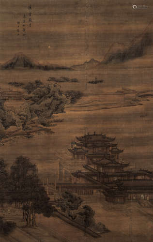袁江（1662～1735） 汉宫秋月 镜框 设色绢本