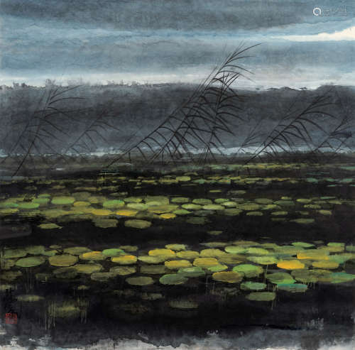 林风眠（1900～1991） 莲塘 镜框 设色纸本