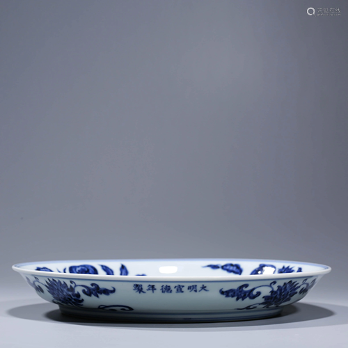 A BLUE & WHITE FRUIT PORCELAIN DISH WITH DA MING XU…