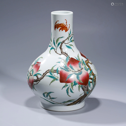 A PEACHES PORCELAIN VASE WITH DA QING GUANG XU NIAN