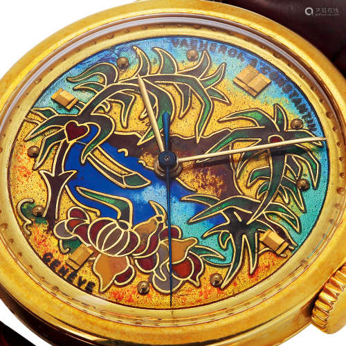 江诗丹顿，精美及罕有，黄金绘珐琅机械腕表，约1950年代