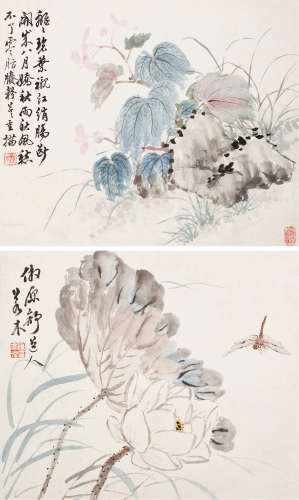 陈崇光 (1838-1896) 花卉两开