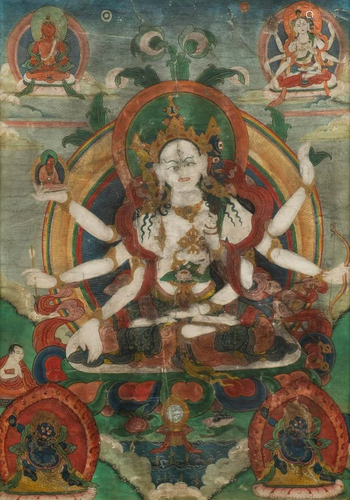 FÜNF THANGKAS Tibet/Nepal, Anfang/Mitte 20. Jh.