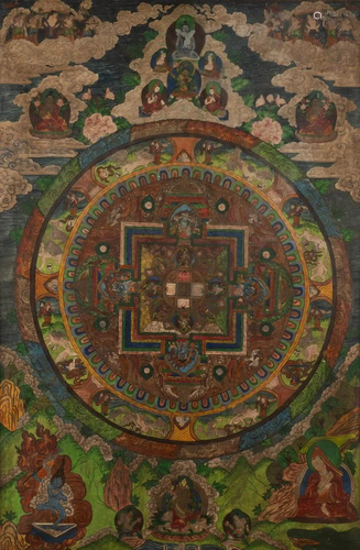 THANKA: MANDALA UND BODHISATTVAS Nepal/Tibet,