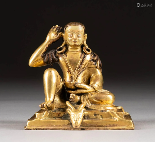 EINE MILAREPA-FIGUR Tibet, um 1800 Bronze. H. 9,1 cm.